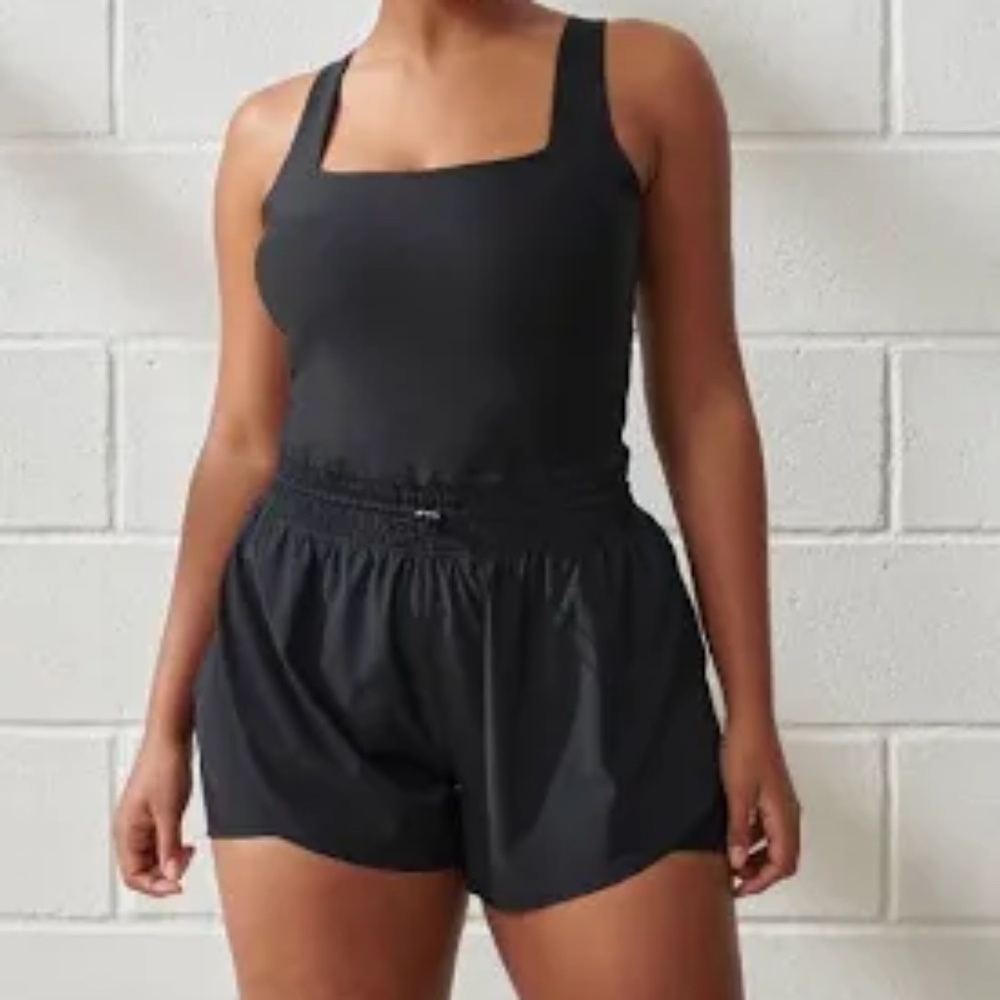 Abercrombie YPB sculptlux hybrid flyaway romper tan